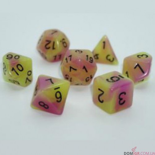 Набір кубиків - Double Color Glow in The dark 7 Dice Set (в асортименті)