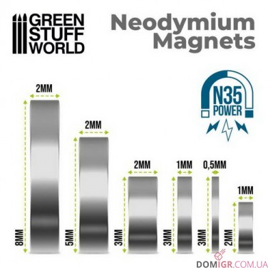 GSW - Neodymium Magnets 2x1mm - Set 50pcs (N35)