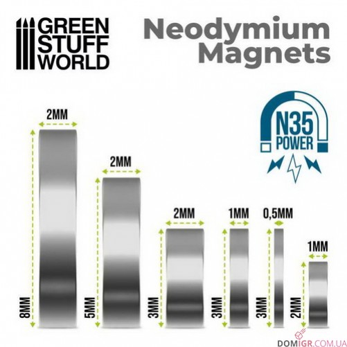 GSW - Neodymium Magnets 2x1mm - Set 50pcs (N35)