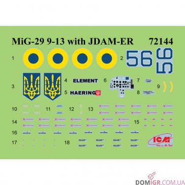 Модель МіГ-29 Повітряних Сил України з бомбами JDAM-ER 1:72