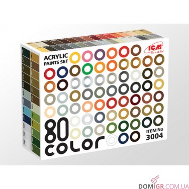 Acrylic Paint Set: 80 pcs (77 color + 3 varnishes)
