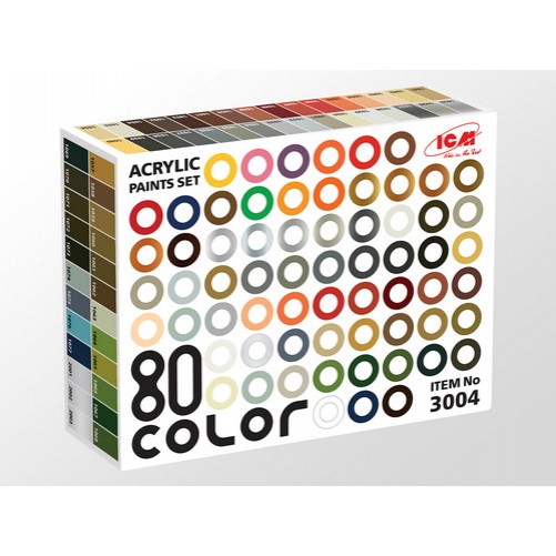 Acrylic Paint Set: 80 pcs (77 color + 3 varnishes)