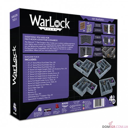 WarLock Tiles: Dungeon Tiles Set II - Full Height Stone Walls
