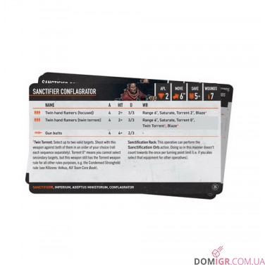 Kill Team: Sanctifiers – Datacards
