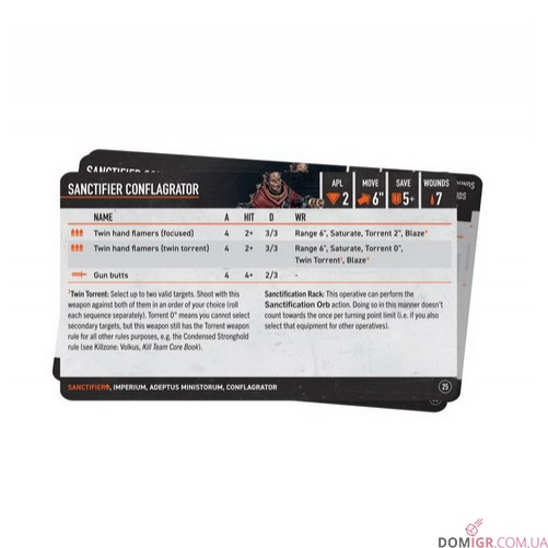 Kill Team: Sanctifiers – Datacards