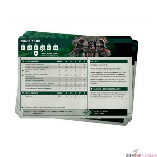 Datasheet Cards: Chaos Knights - 10th Edition