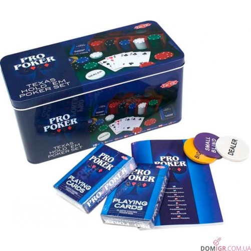 Набор для игры в покер "Техасский холдем" в жестяной коробке