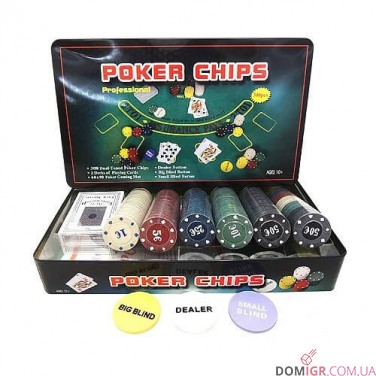 Покерный набор на 300 фишек - жестяная коробка