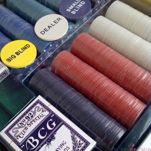 Покерний набір на 500 фішок - жерстяна коробка (фішки без номіналу)