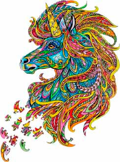 Купить деревянный пазл: Единорог