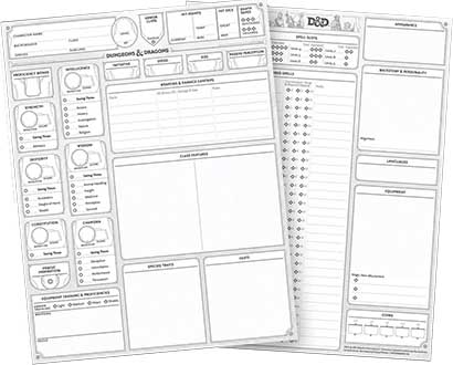 Dungeons & Dragons RPG — Character Sheets 2024